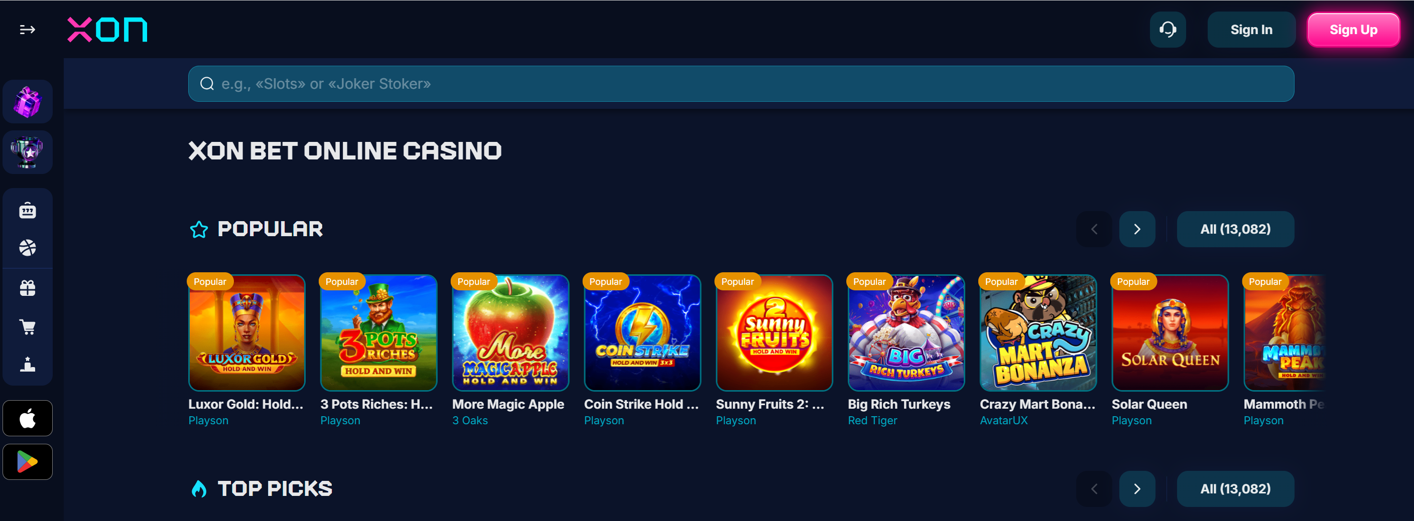 XON.bet – Startseite Screenshot