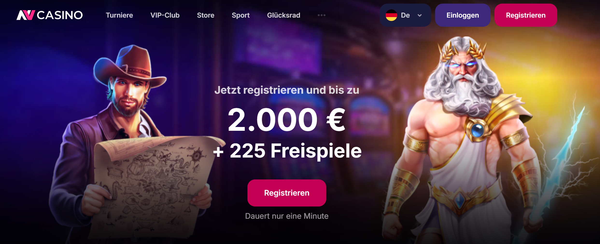 NV Casino – Startseite Screenshot