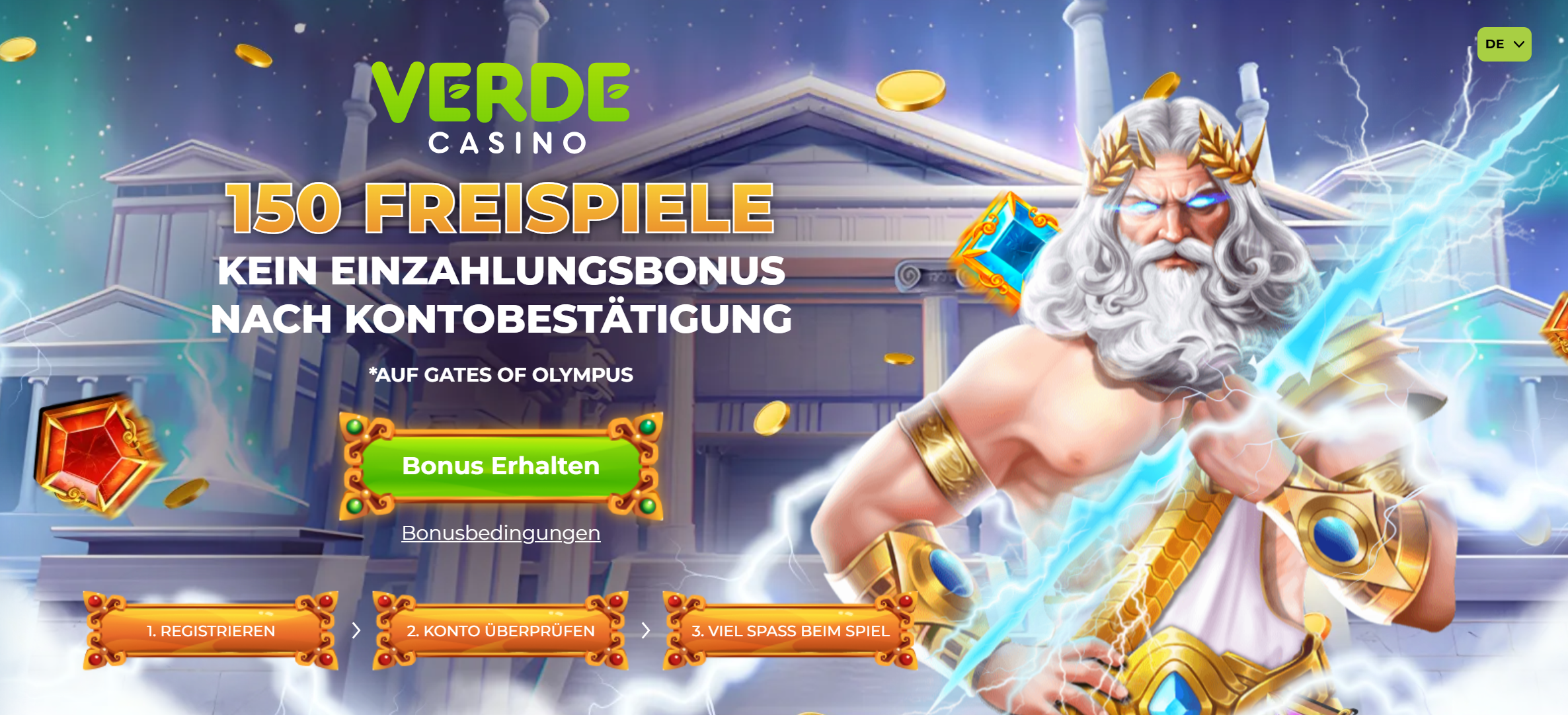 Verde Casino – Startseite Screenshot